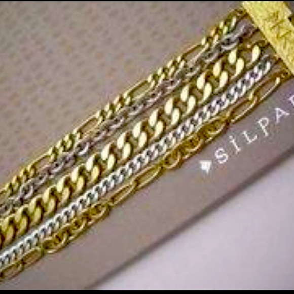 Silpada Chunk LUX ✨5 strand silver/brass statement bracelet KR Collection VTG - Picture 1 of 7